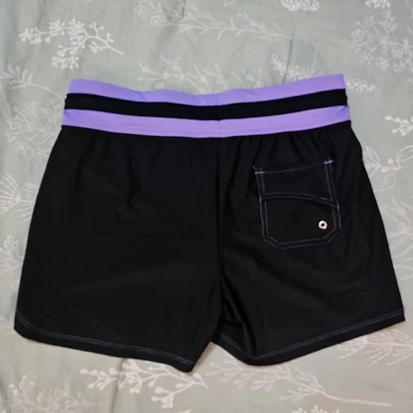 Free Country Black and Lavender Swim Shorts - Picture 6 of 13